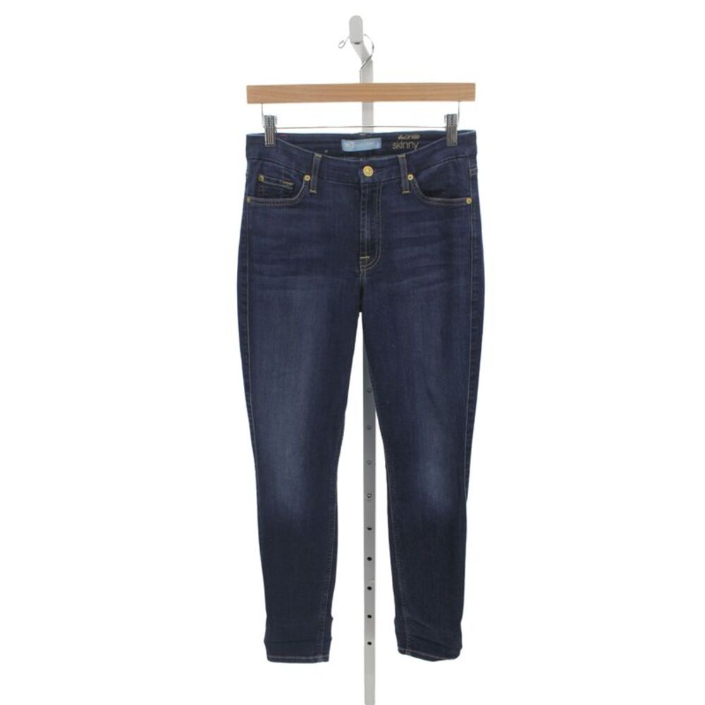 7 For All Mankind Womens Ankle Blue High Rise Jeans Cotton Button Size 27